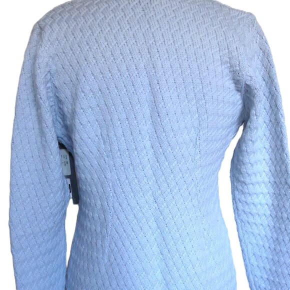 Ireland's Eye Glangevlin 1 Button Lattice Weave Long Cardigan Sweater Ice Blue S - Picture 9 of 16